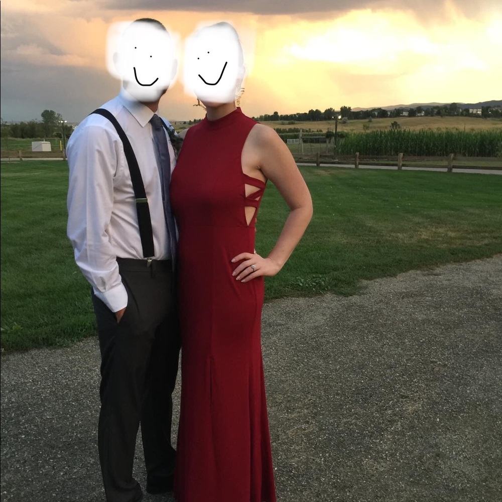 Burgundy Sleeveless Maxi Dress with Cutout Sides
